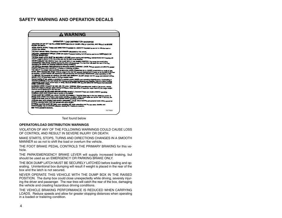 Safety warning and operation decals | Polaris 2009 99 Ranger User Manual | Page 13 / 104