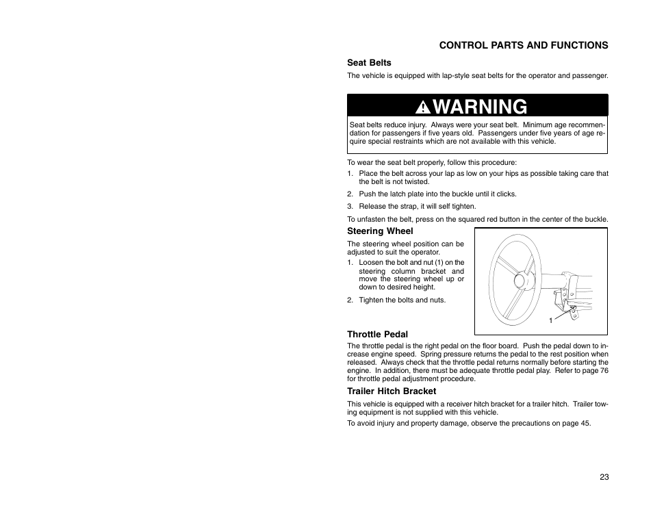 Warning | Polaris 2009 99 Ranger User Manual | Page 32 / 104