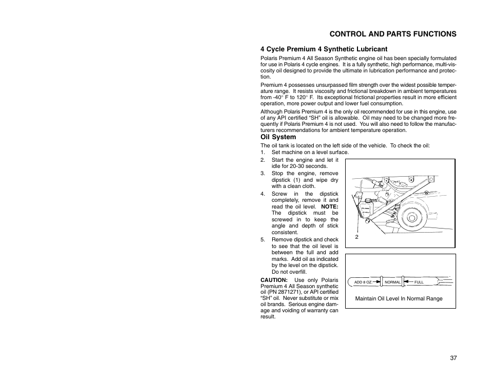 Control and parts functions | Polaris 2009 99 Ranger User Manual | Page 46 / 104