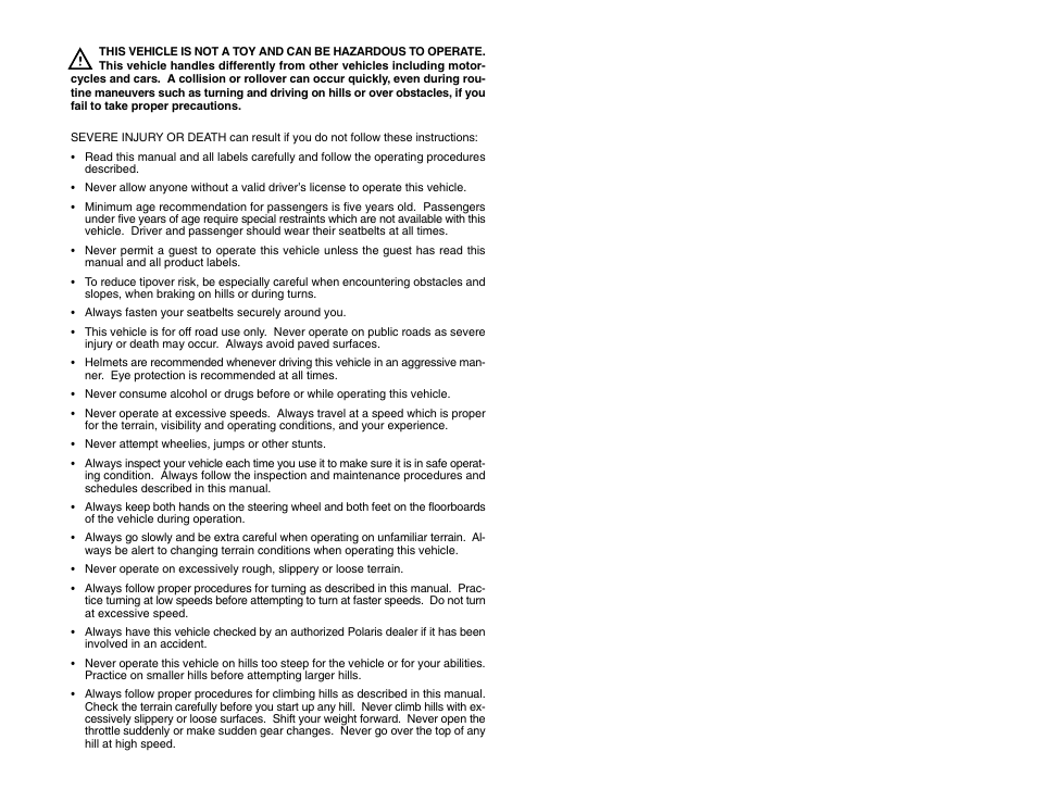 Polaris 2009 99 Ranger User Manual | Page 5 / 104