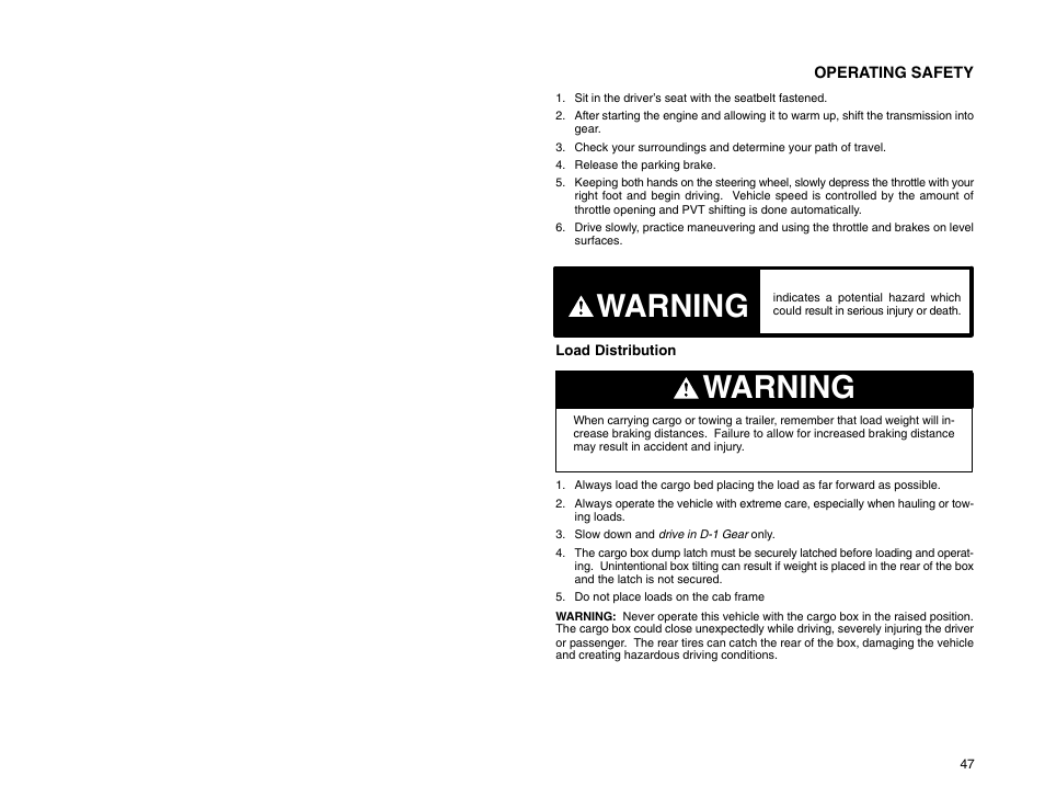 Warning | Polaris 2009 99 Ranger User Manual | Page 56 / 104