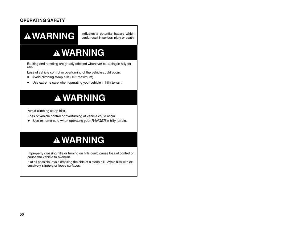 Warning | Polaris 2009 99 Ranger User Manual | Page 59 / 104