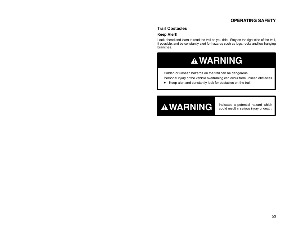 Warning | Polaris 2009 99 Ranger User Manual | Page 62 / 104