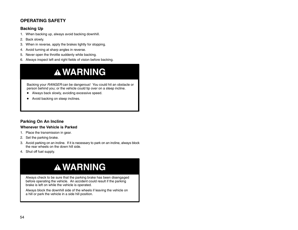 Warning | Polaris 2009 99 Ranger User Manual | Page 63 / 104