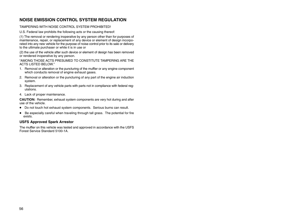 Noise emission control system regulation | Polaris 2009 99 Ranger User Manual | Page 65 / 104