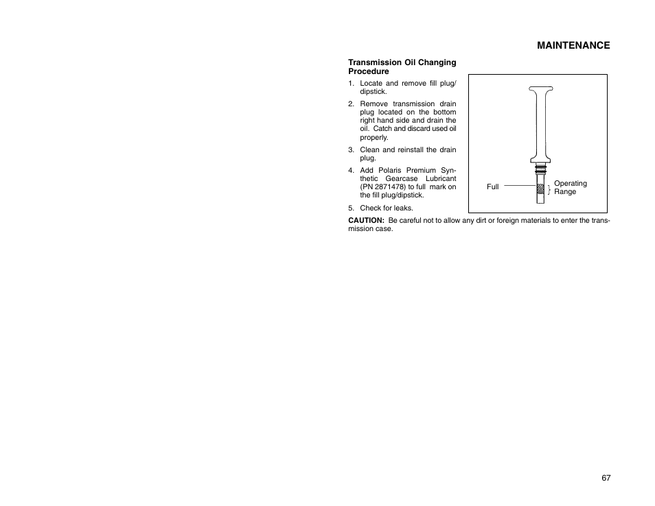 Maintenance | Polaris 2009 99 Ranger User Manual | Page 76 / 104
