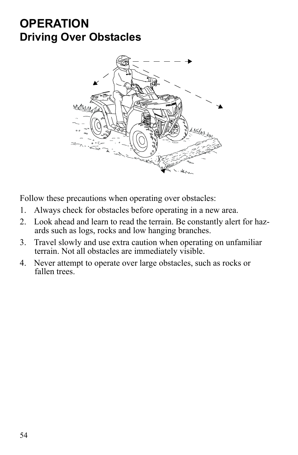 Operation, Driving over obstacles | Polaris Sportsman 9922245 User Manual | Page 58 / 133