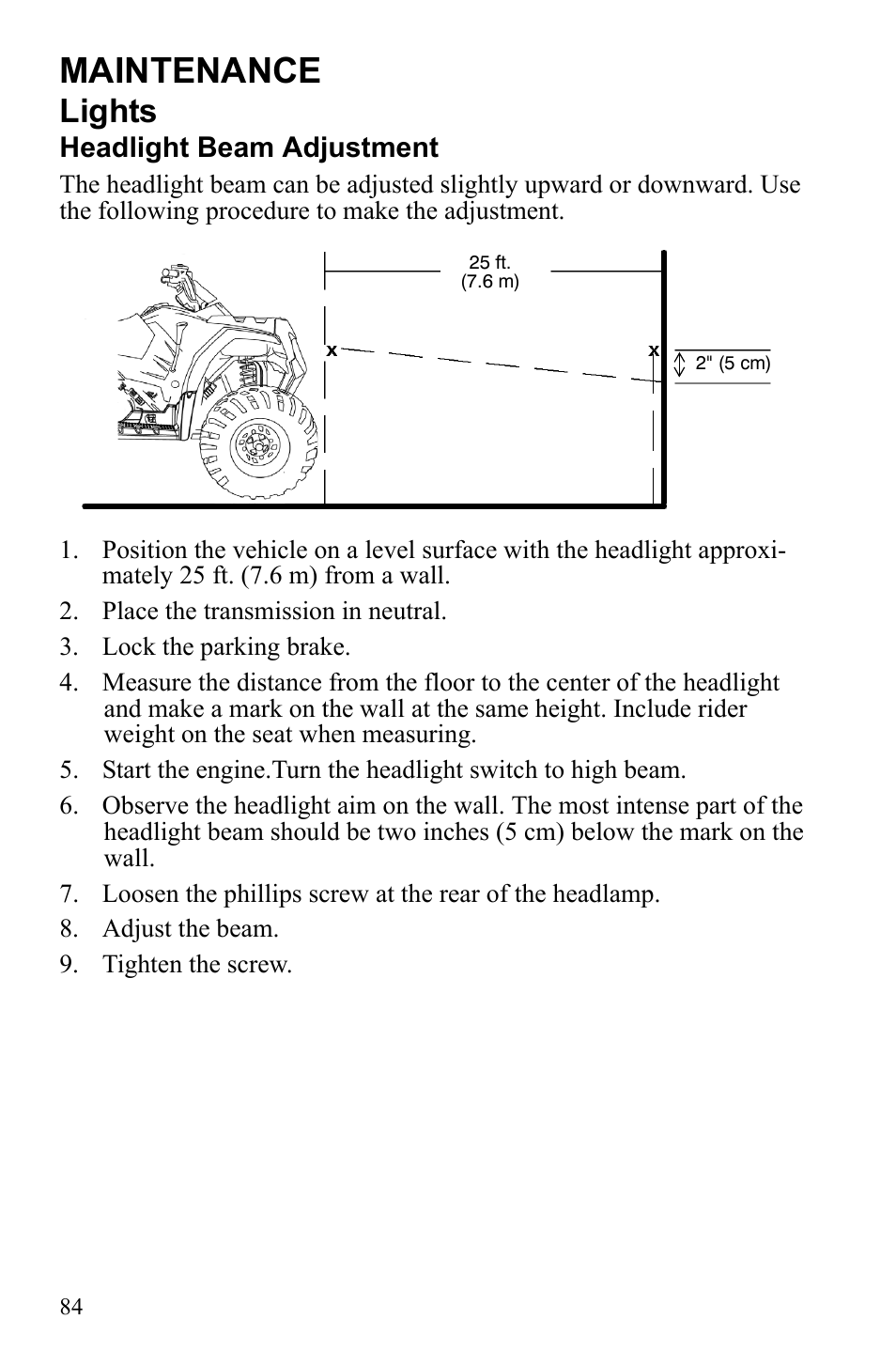 Maintenance, Lights | Polaris Sportsman 9922245 User Manual | Page 88 / 133