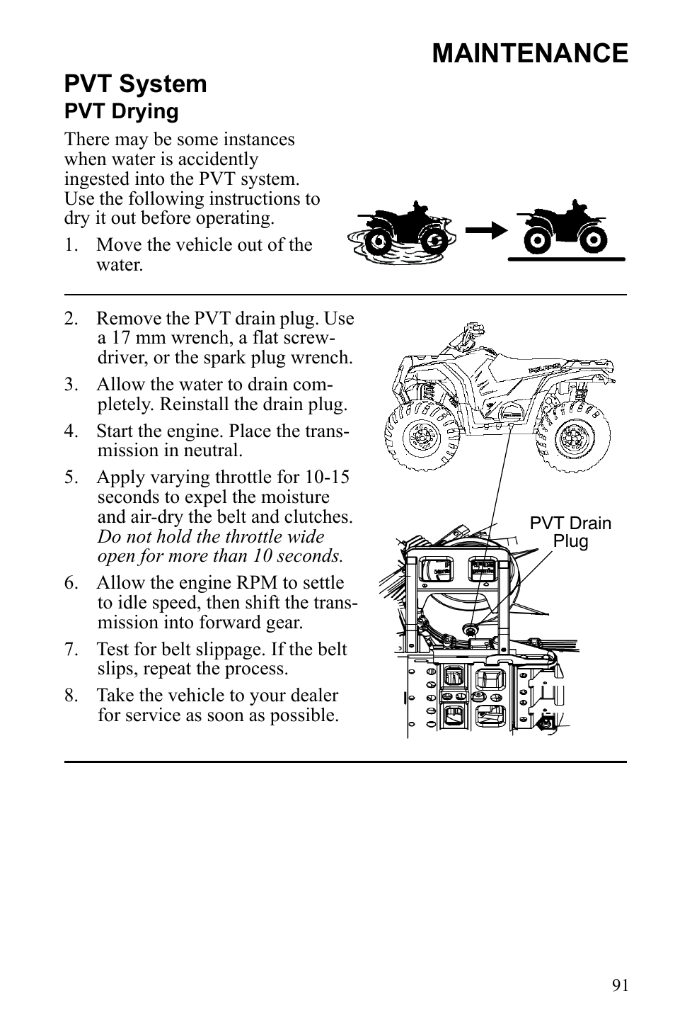 Maintenance, Pvt system | Polaris Sportsman 9922245 User Manual | Page 95 / 133