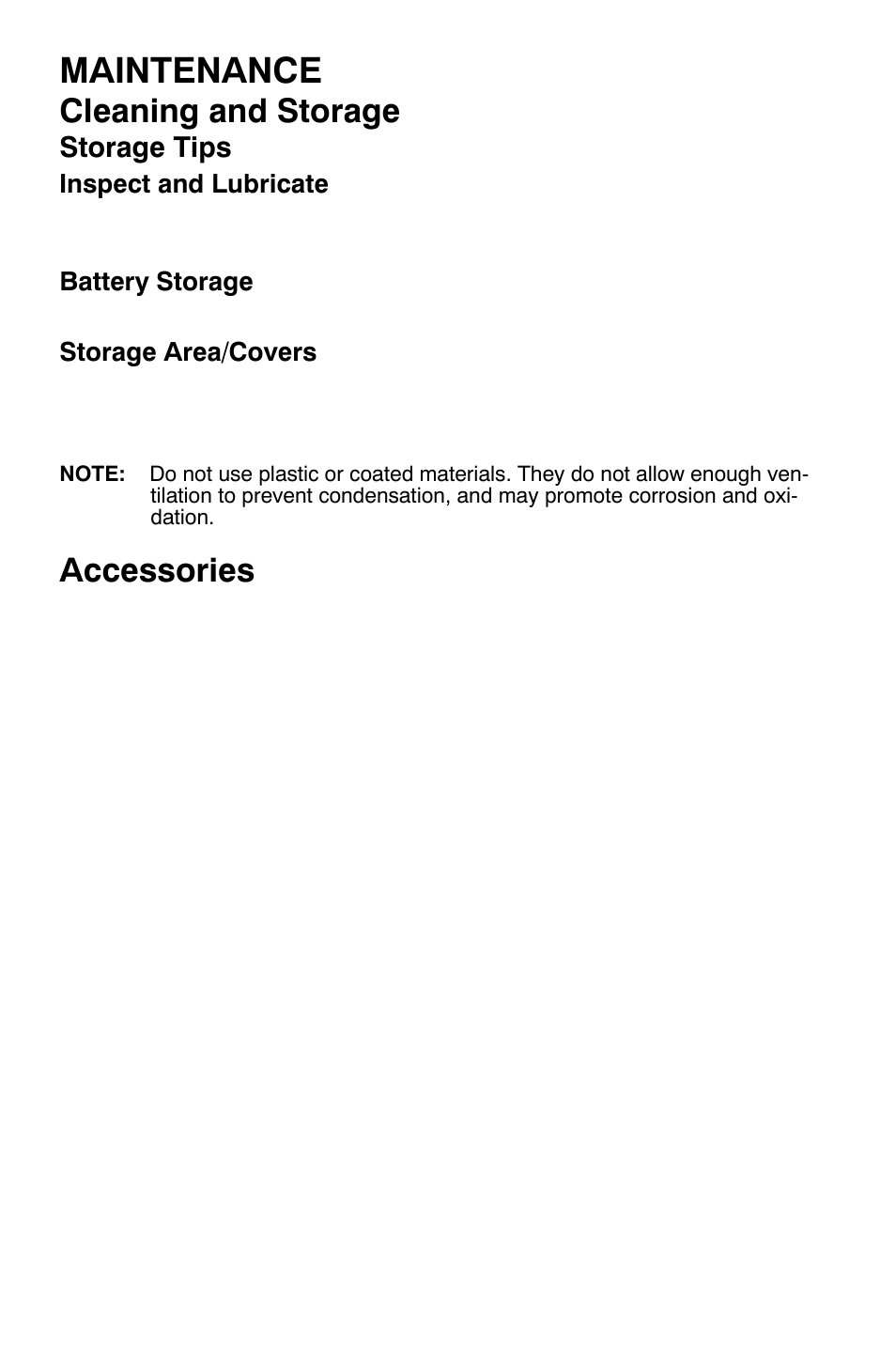 Maintenance, Cleaning and storage, Accessories | Polaris Sportsman 9920632 User Manual | Page 137 / 161