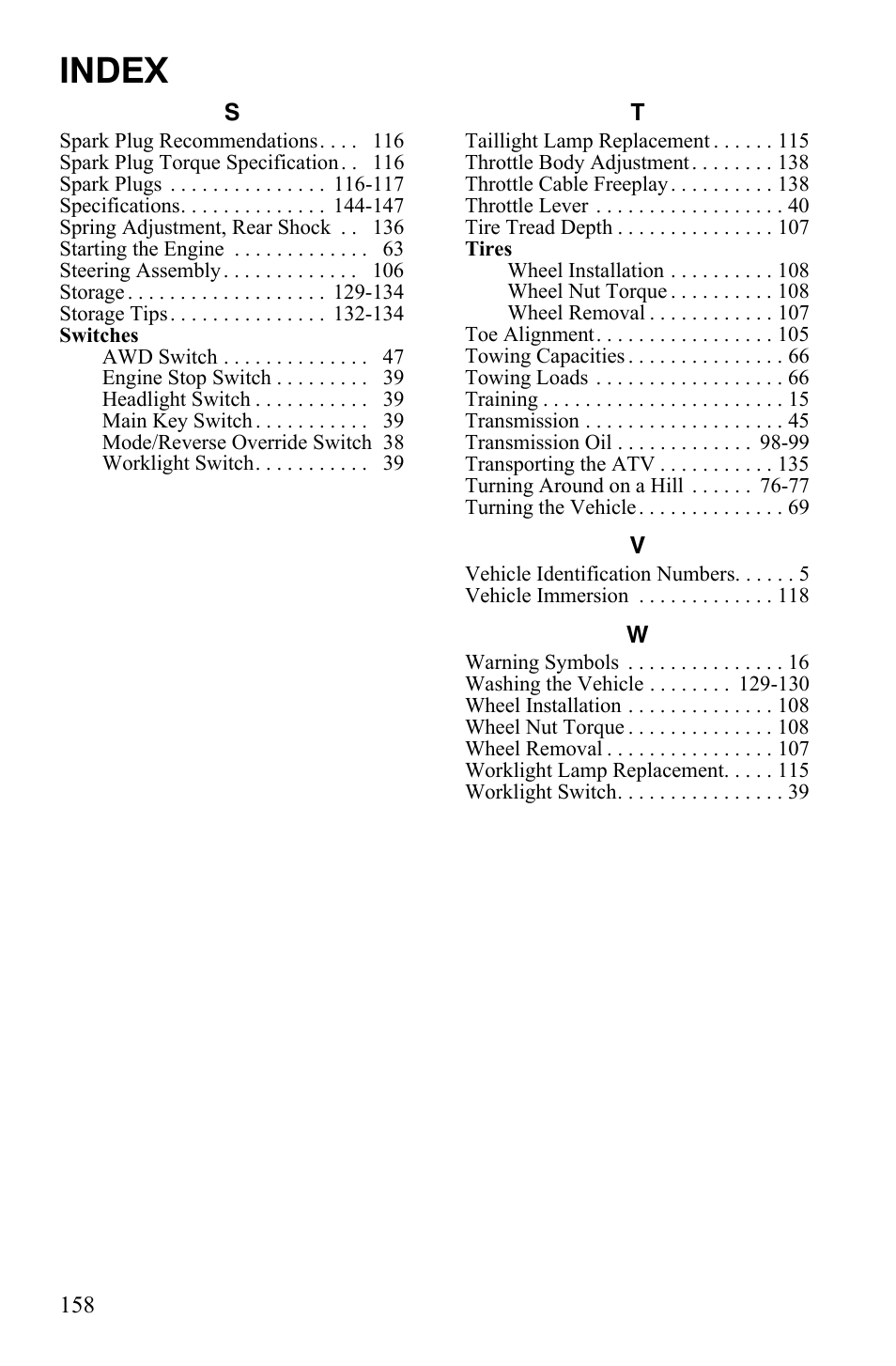 Index | Polaris Sportsman 9920632 User Manual | Page 161 / 161