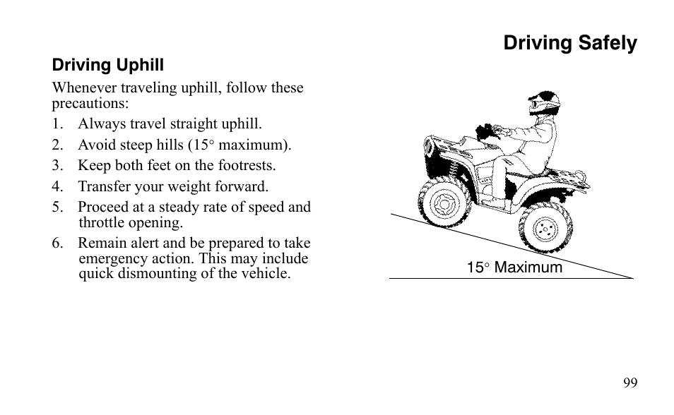 Driving safely | Polaris Sportsman 9921483 User Manual | Page 102 / 207