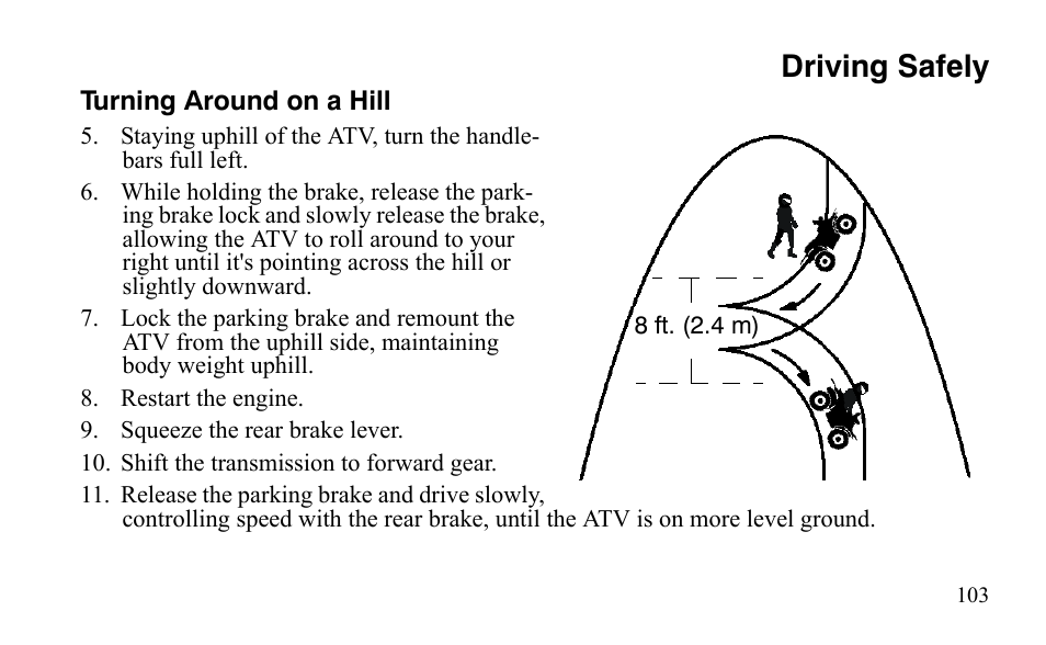Driving safely | Polaris Sportsman 9921483 User Manual | Page 106 / 207