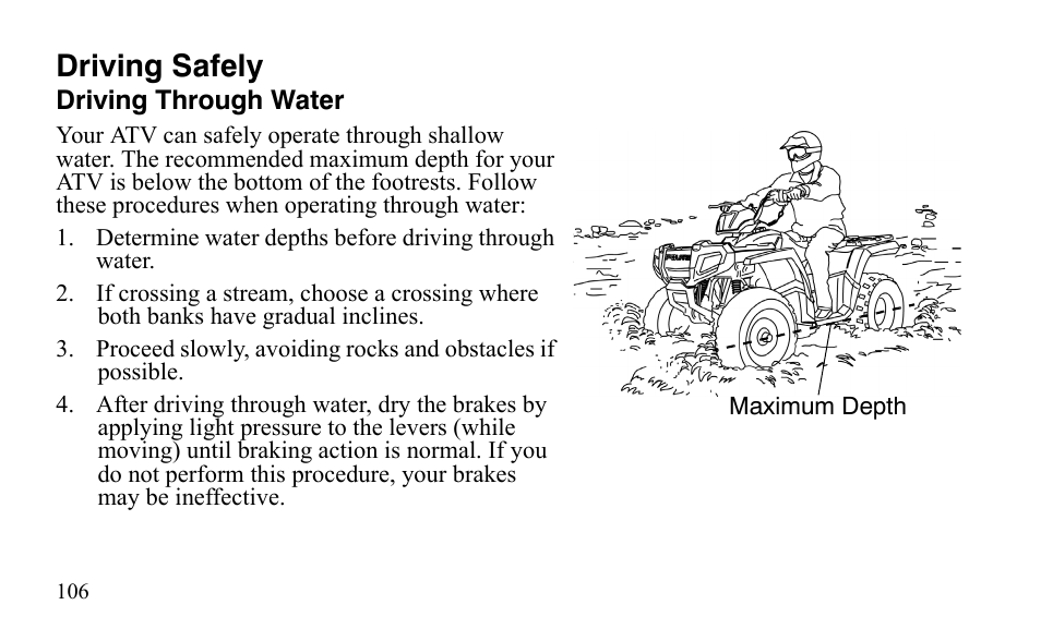 Driving safely | Polaris Sportsman 9921483 User Manual | Page 109 / 207