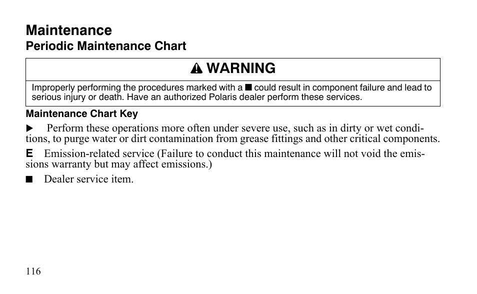 Maintenance, Warning | Polaris Sportsman 9921483 User Manual | Page 119 / 207