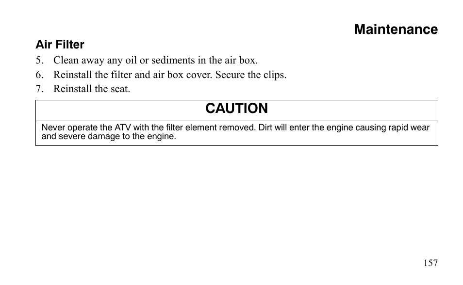 Maintenance, Caution | Polaris Sportsman 9921483 User Manual | Page 160 / 207