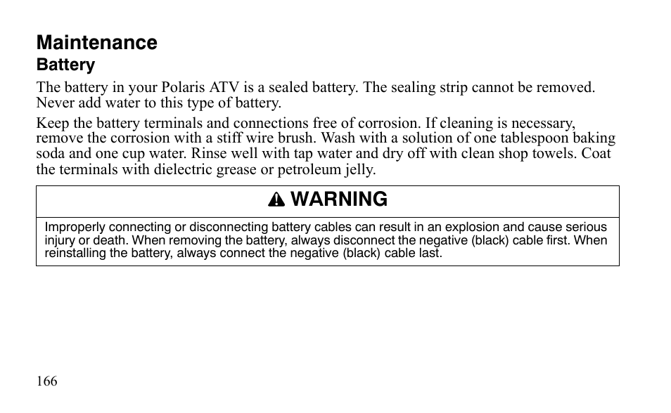 Maintenance, Warning | Polaris Sportsman 9921483 User Manual | Page 169 / 207