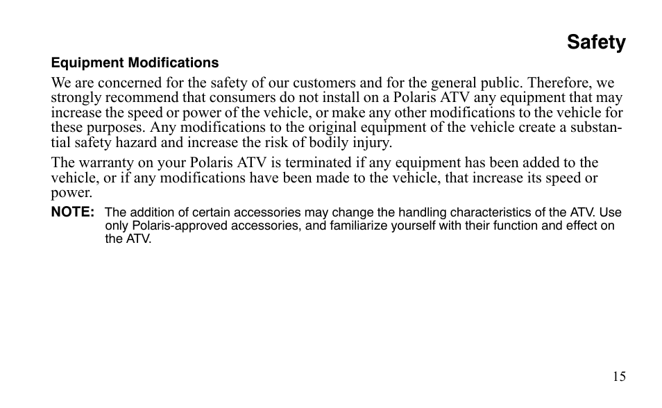Safety | Polaris Sportsman 9921483 User Manual | Page 18 / 207