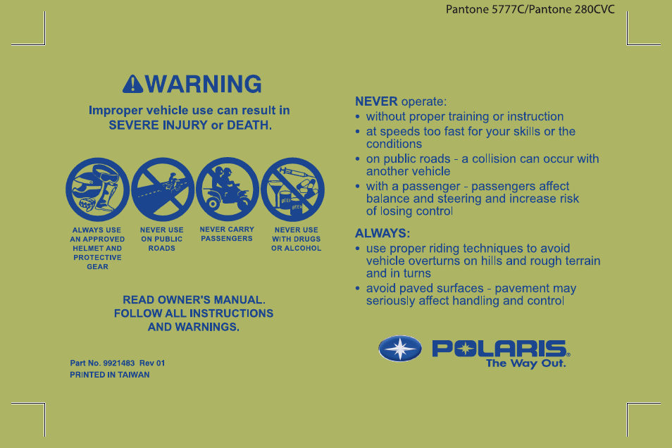 Polaris Sportsman 9921483 User Manual | Page 2 / 207
