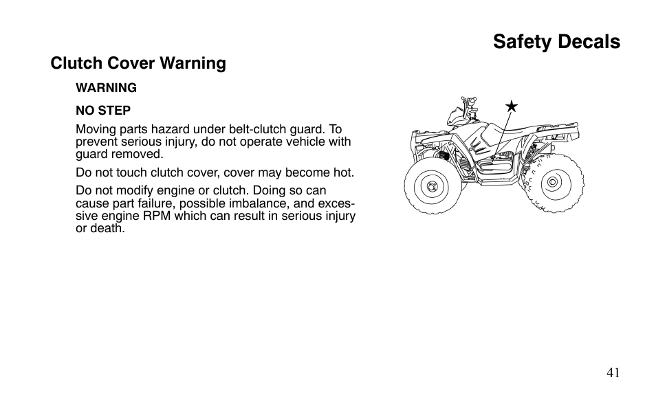 Safety decals | Polaris Sportsman 9921483 User Manual | Page 44 / 207