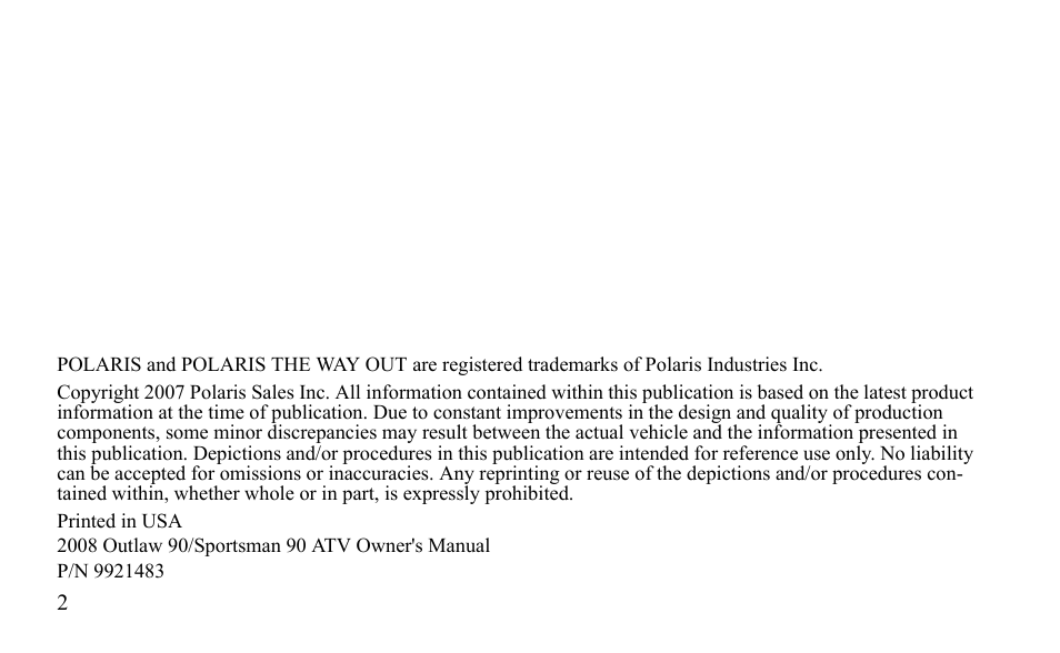 Polaris Sportsman 9921483 User Manual | Page 5 / 207