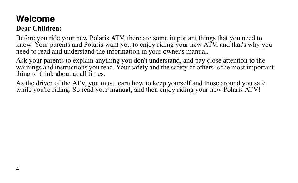 Welcome | Polaris Sportsman 9921483 User Manual | Page 7 / 207