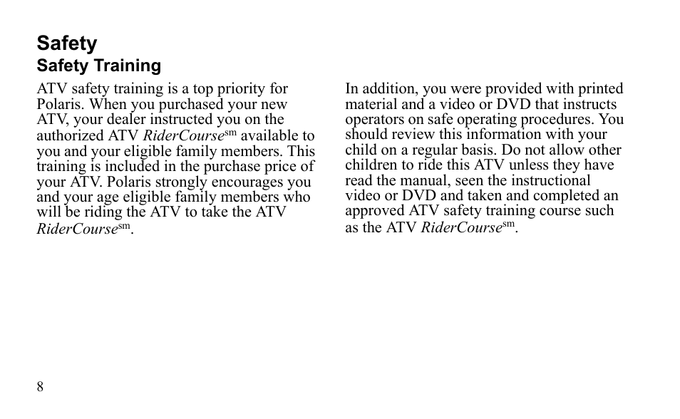 Safety | Polaris Sportsman 9921796 User Manual | Page 11 / 192
