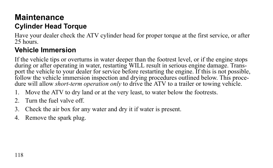 Maintenance | Polaris Sportsman 9921796 User Manual | Page 121 / 192