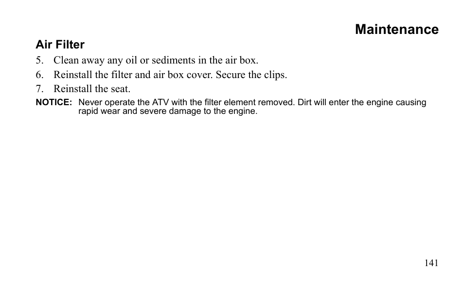 Maintenance | Polaris Sportsman 9921796 User Manual | Page 144 / 192