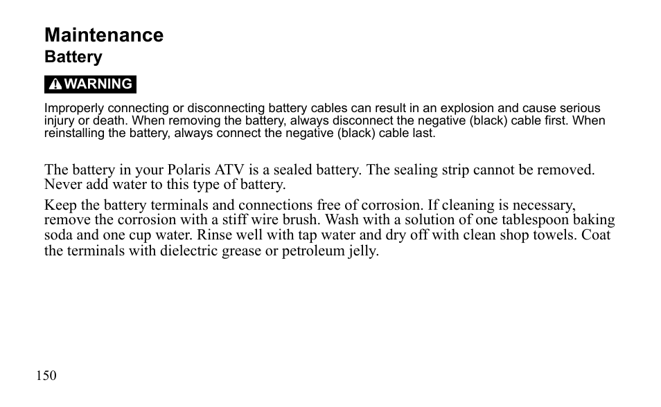 Maintenance | Polaris Sportsman 9921796 User Manual | Page 153 / 192