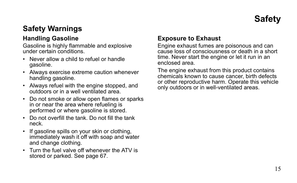 Safety, Safety warnings | Polaris Sportsman 9921796 User Manual | Page 18 / 192