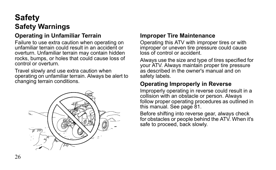 Safety, Safety warnings | Polaris Sportsman 9921796 User Manual | Page 29 / 192