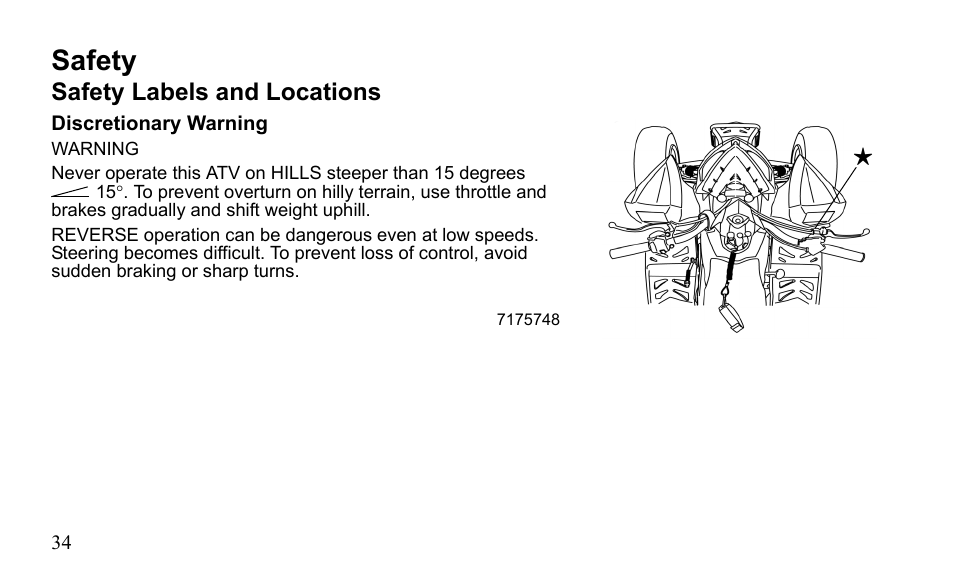 Safety, Safety labels and locations | Polaris Sportsman 9921796 User Manual | Page 37 / 192