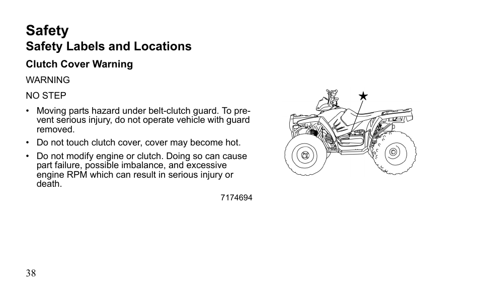 Safety, Safety labels and locations | Polaris Sportsman 9921796 User Manual | Page 41 / 192