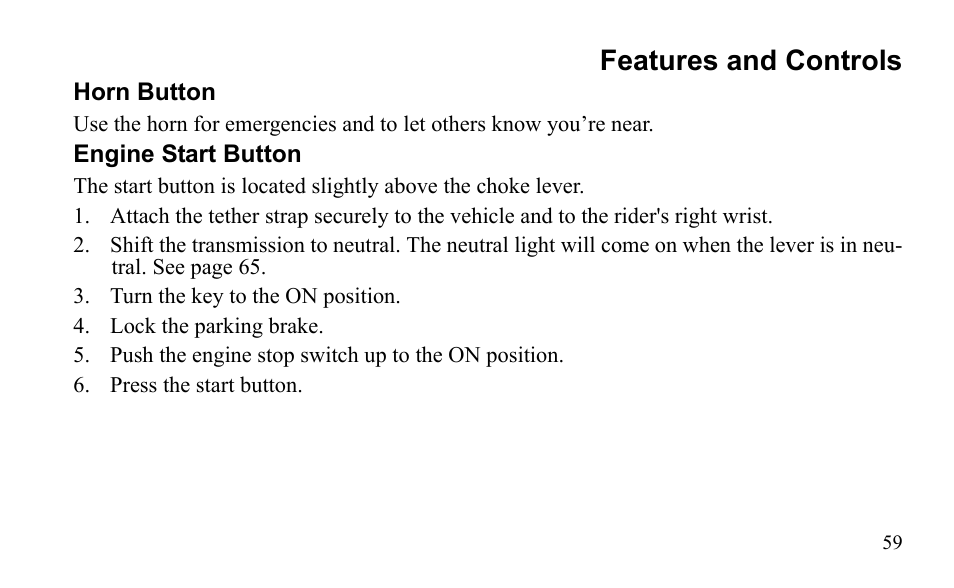 Features and controls | Polaris Sportsman 9921796 User Manual | Page 62 / 192