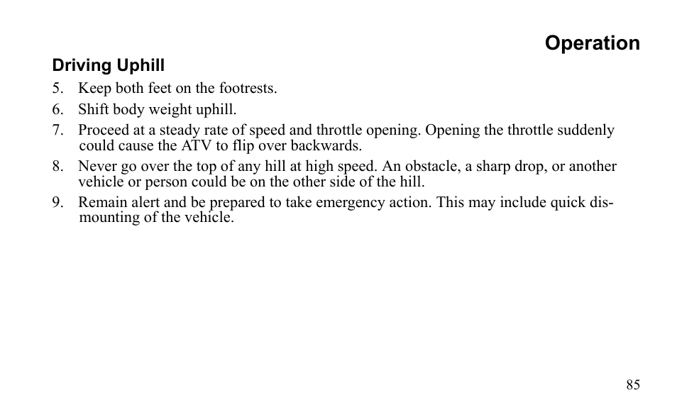 Operation | Polaris Sportsman 9921796 User Manual | Page 88 / 192