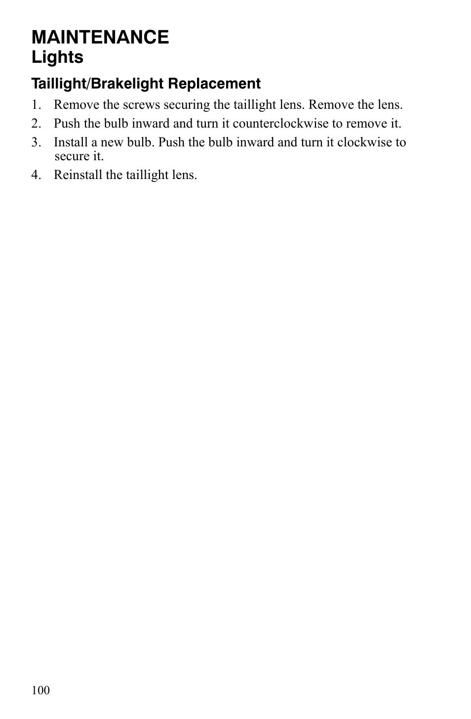 Maintenance, Lights | Polaris 800 Dragon SP User Manual | Page 103 / 141