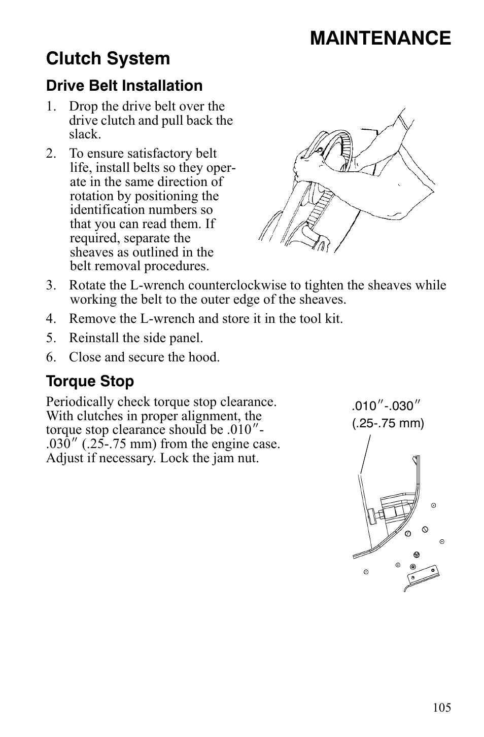 Maintenance, Clutch system | Polaris 800 Dragon SP User Manual | Page 108 / 141