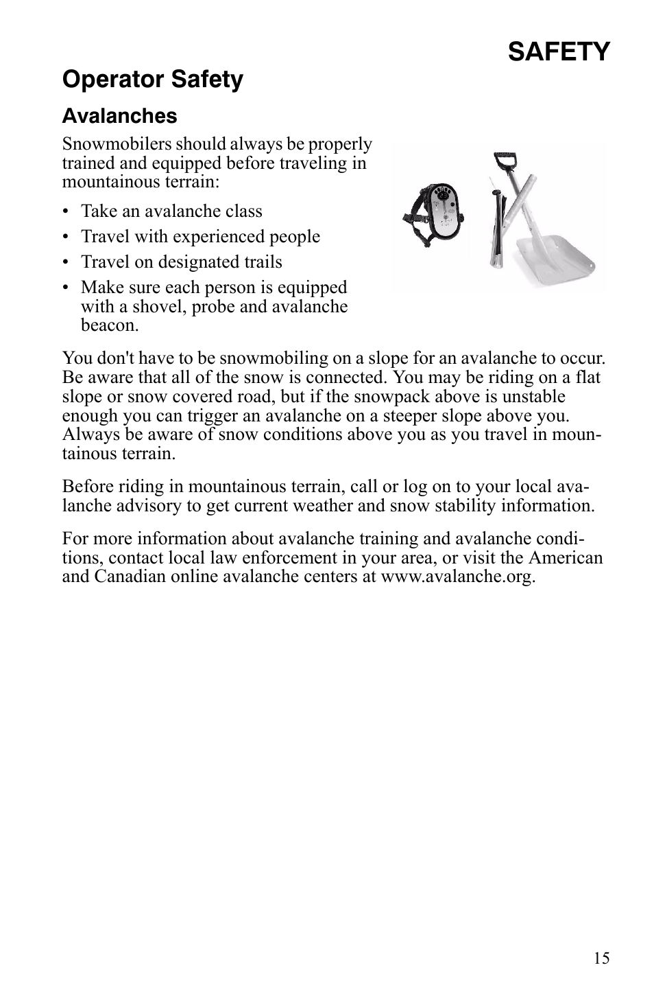 Safety, Operator safety | Polaris 800 Dragon SP User Manual | Page 18 / 141