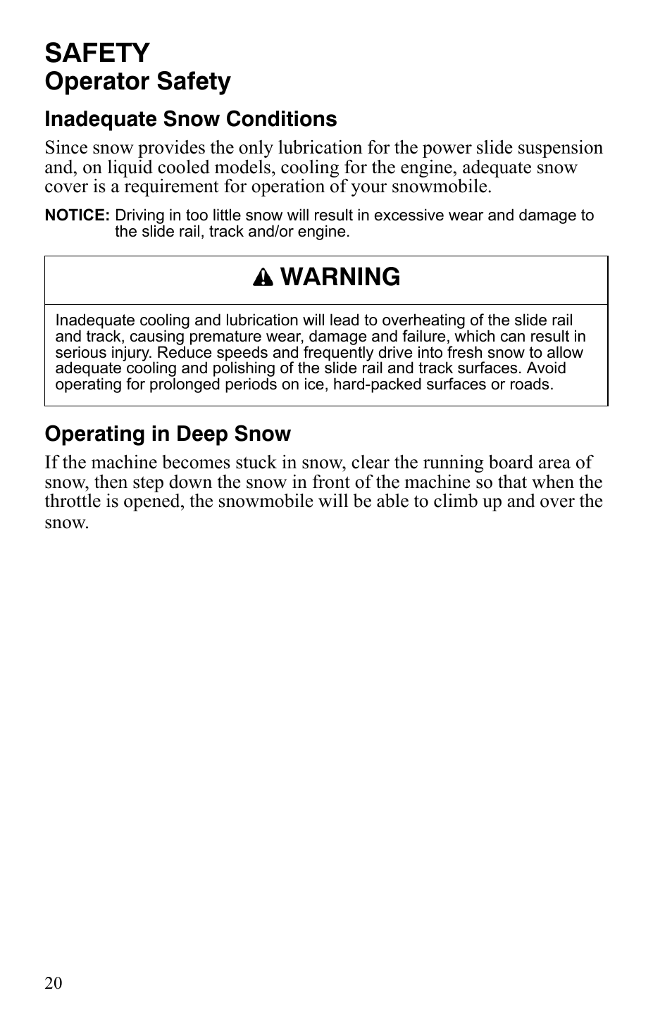 Safety, Operator safety, Warning | Polaris 800 Dragon SP User Manual | Page 23 / 141