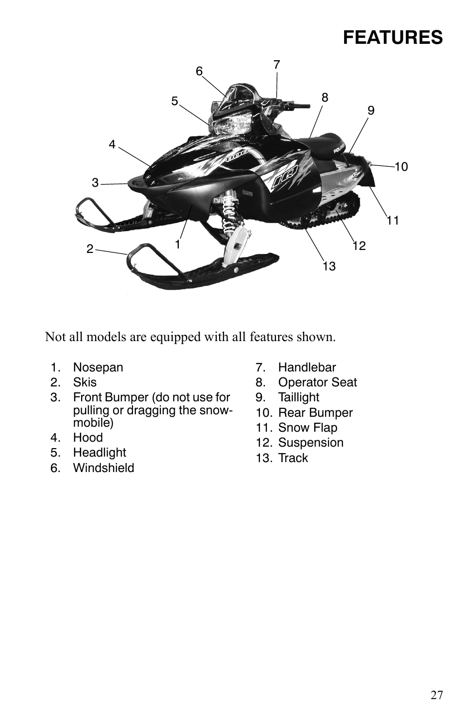 Features | Polaris 800 Dragon SP User Manual | Page 30 / 141