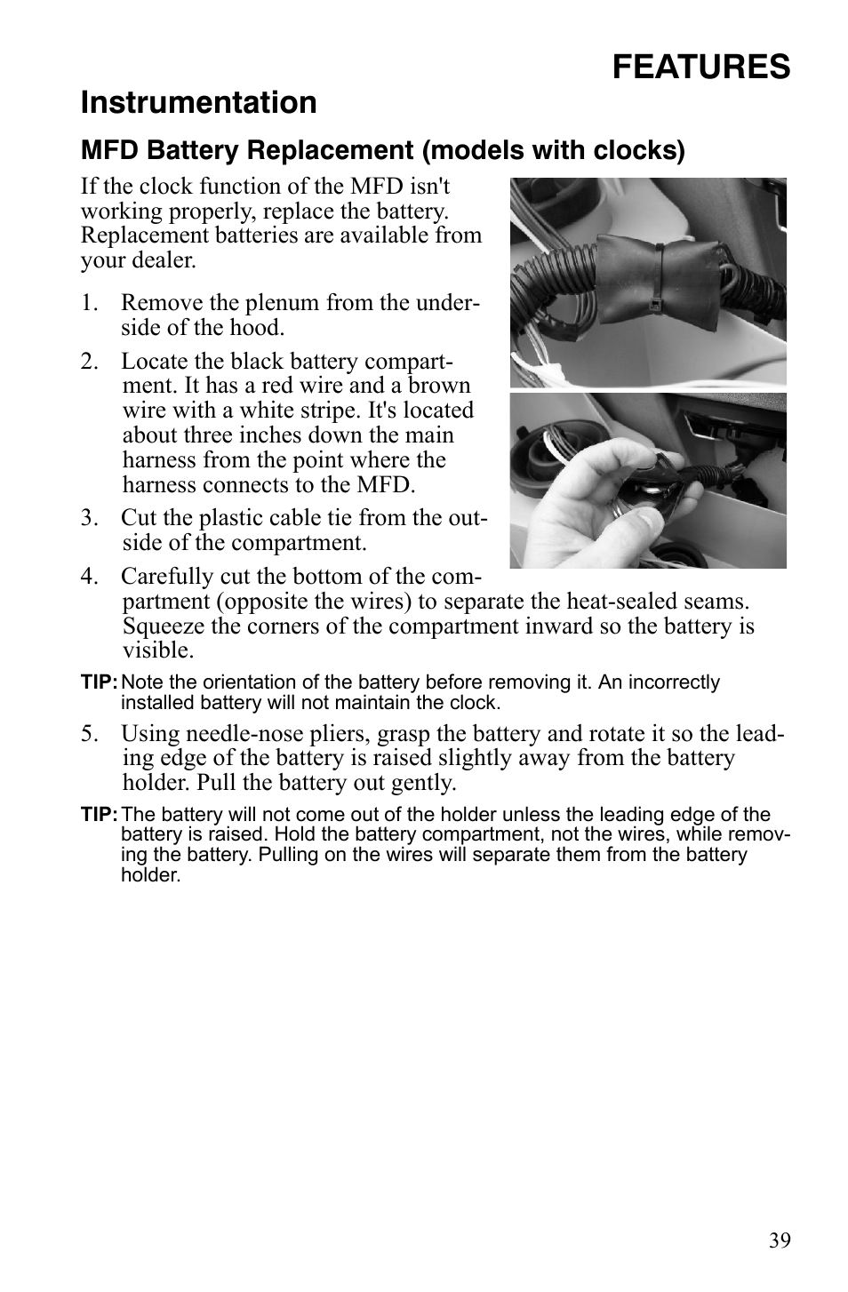 Features, Instrumentation | Polaris 800 Dragon SP User Manual | Page 42 / 141