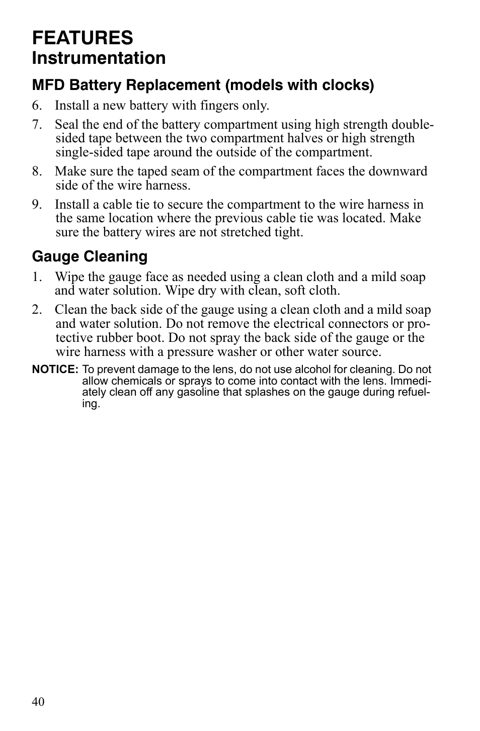 Features, Instrumentation | Polaris 800 Dragon SP User Manual | Page 43 / 141