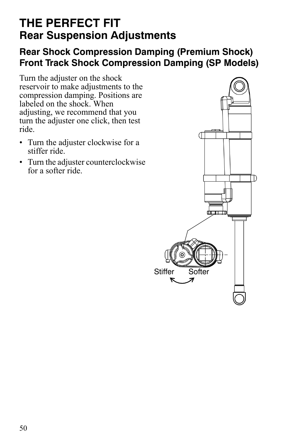 The perfect fit, Rear suspension adjustments | Polaris 800 Dragon SP User Manual | Page 53 / 141