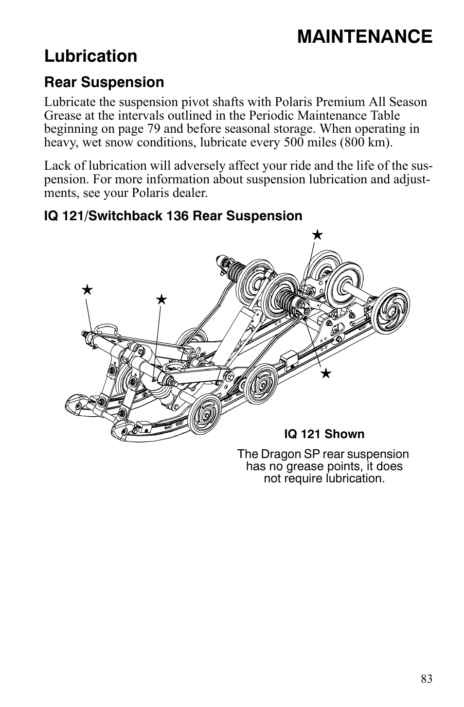 Maintenance, Lubrication | Polaris 800 Dragon SP User Manual | Page 86 / 141