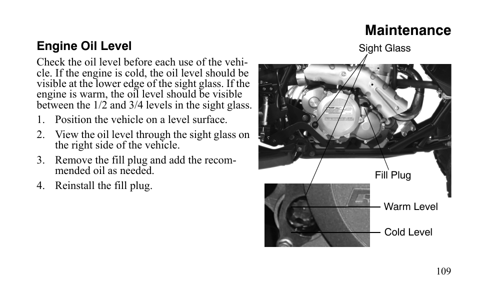 Maintenance | Polaris Outlaw 450 S User Manual | Page 112 / 218