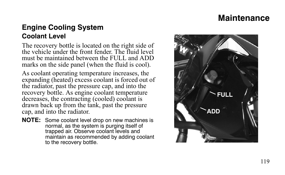 Maintenance | Polaris Outlaw 450 S User Manual | Page 122 / 218