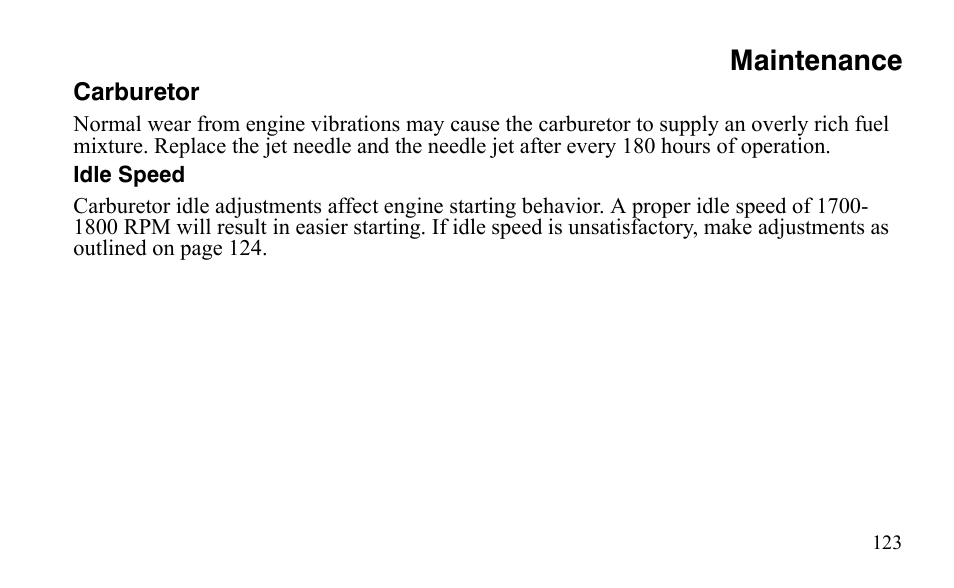 Maintenance | Polaris Outlaw 450 S User Manual | Page 126 / 218