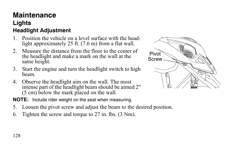 Maintenance | Polaris Outlaw 450 S User Manual | Page 131 / 218