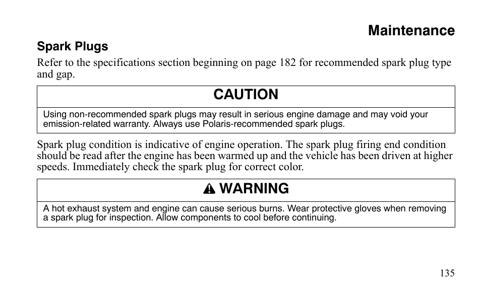 Maintenance, Caution, Warning | Polaris Outlaw 450 S User Manual | Page 138 / 218